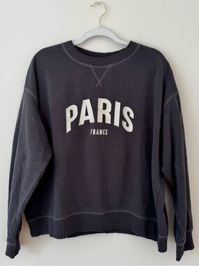 H&M Paris Embroidered Graphic Sweatshirt, Charcoal Grey – XL